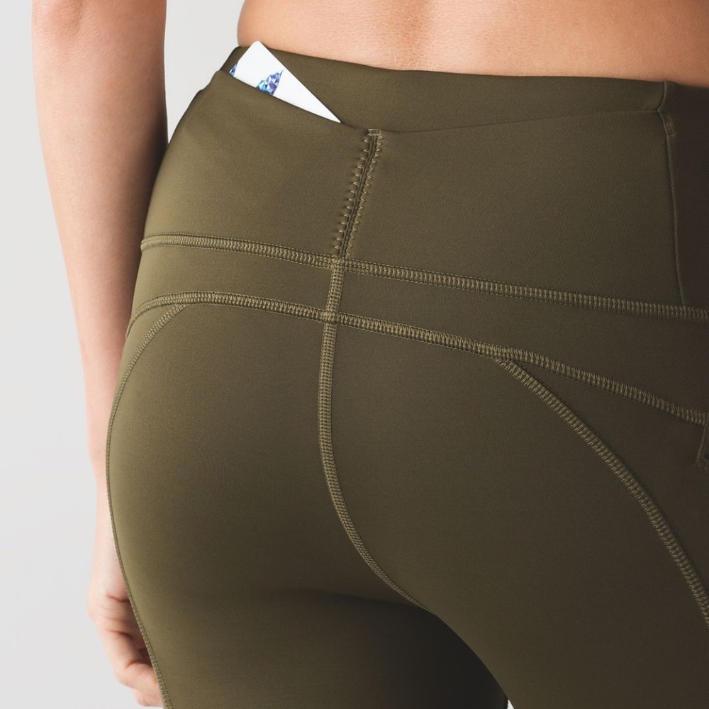 Lululemon First Mile Tech Tight Military Green Cold Weather Run Size 6